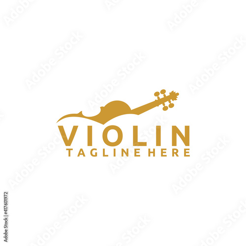 Silhouette of Golden Violin Cello Fiddle Contrabass Illustration
