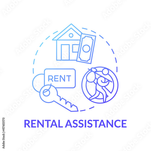 Rental assistance concept icon. Assist tenants with utility deposits idea thin line illustration. Rent from government agency. Renter-occupiedc households Vector isolated outline RGB color drawing