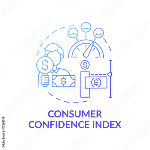 Consumer confidence index concept icon. Spending patterns and recession idea thin line illustration. Stimulate economy. Economic indicator. Vector isolated outline RGB color drawing