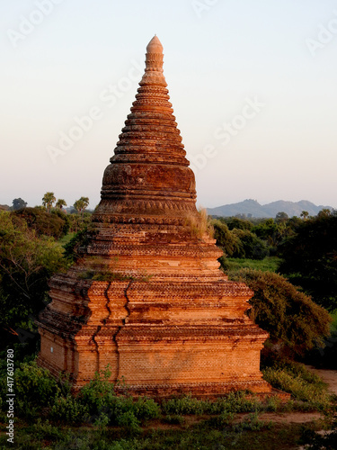 Pagodas field at sunset Bagan   Myanmar