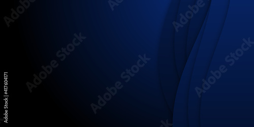 Modern dark blue wave abstract background with copy space. Abstract blue shining wave background. Abstract shiny bright blue waves banner design. Vector illustration 