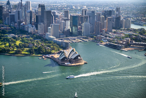 Amazing aerial view of Sydney skyline on a sunny day, Australia