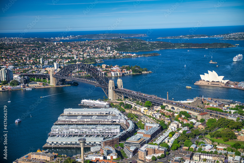 Amazing aerial view of Sydney skyline on a sunny day, Australia Amazing aerial view of Sydney skyline on a sunny day, Australia