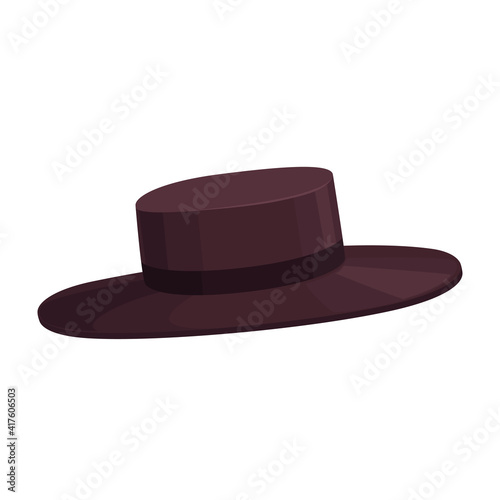 Classic retro vintage boater hat vector illustration. Flat style drawing.