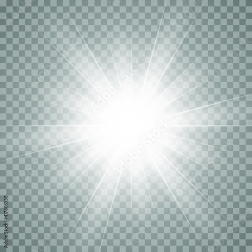 Vector glow light effect. Star burst isolated on transparent.