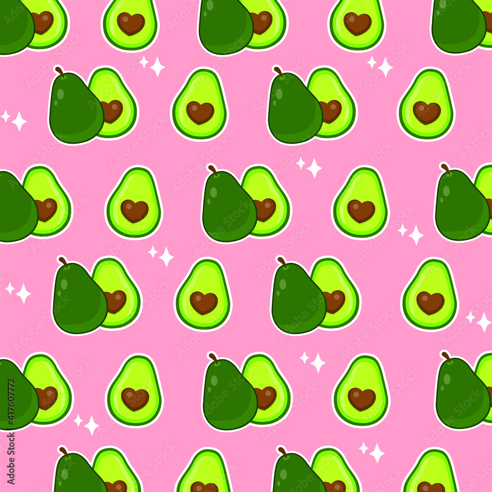 Avocado pattern on pink background. Vector in EPS format, full quality. Avocado pattern on pink background. Vector in EPS format, full quality.