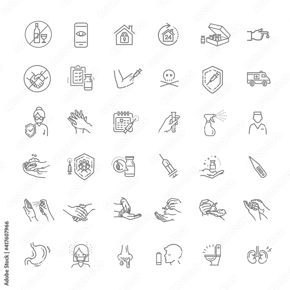 Coronavirus Prevention. Coronavirus Vector Line Icons Coronavirus Prevention. Coronavirus Vector Line Icons