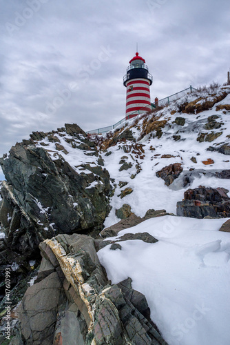West Quoddy Head Light,  Lubec, Maine, is the easternmost point of the contiguous United States. photo
