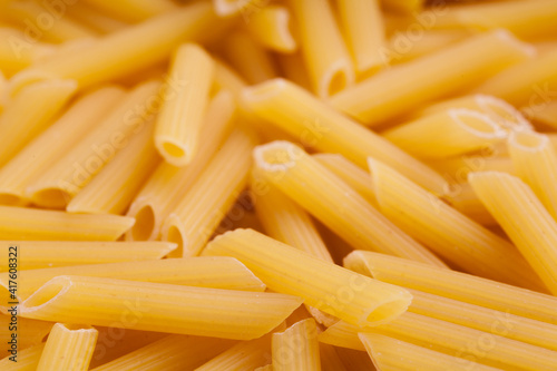 Pasta Penne texture background. High quality photo.