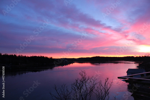 sunset over lake