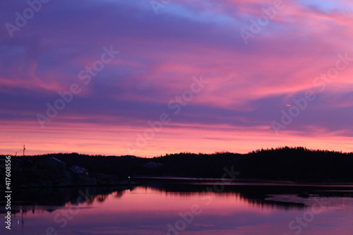 sunset over the lake