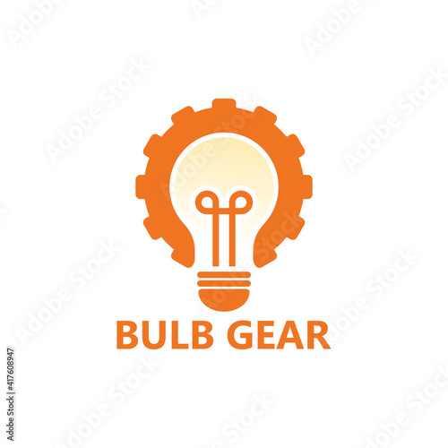 Bulb idea gear logo template design