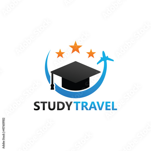 Study travel plane logo template design
