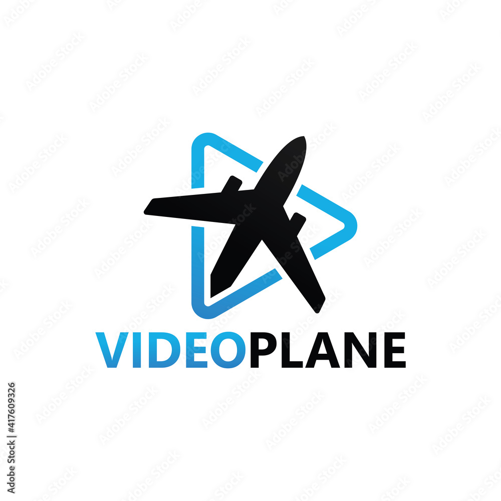 Video plane travel logo template design