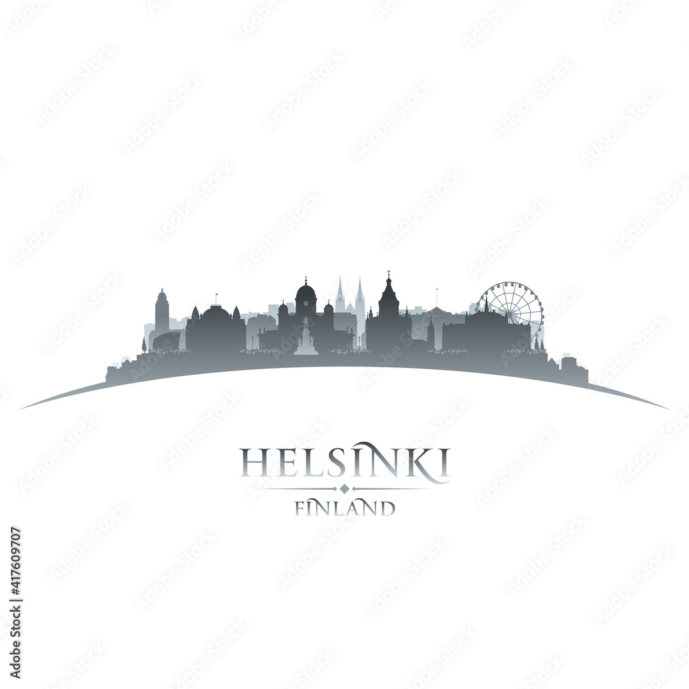 Helsinki Finland city silhouette white background