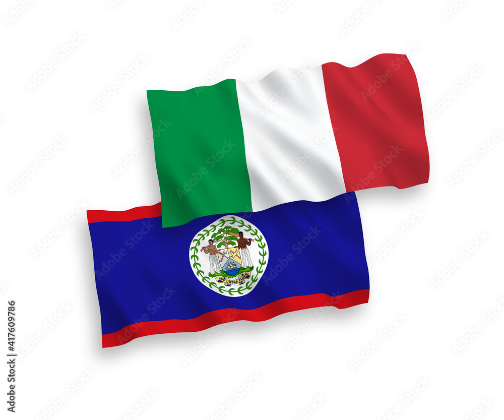Flags of Italy and Belize on a white background Flags of Italy and Belize on a white background