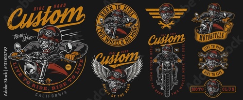 Vintage motorcycle colorful badges