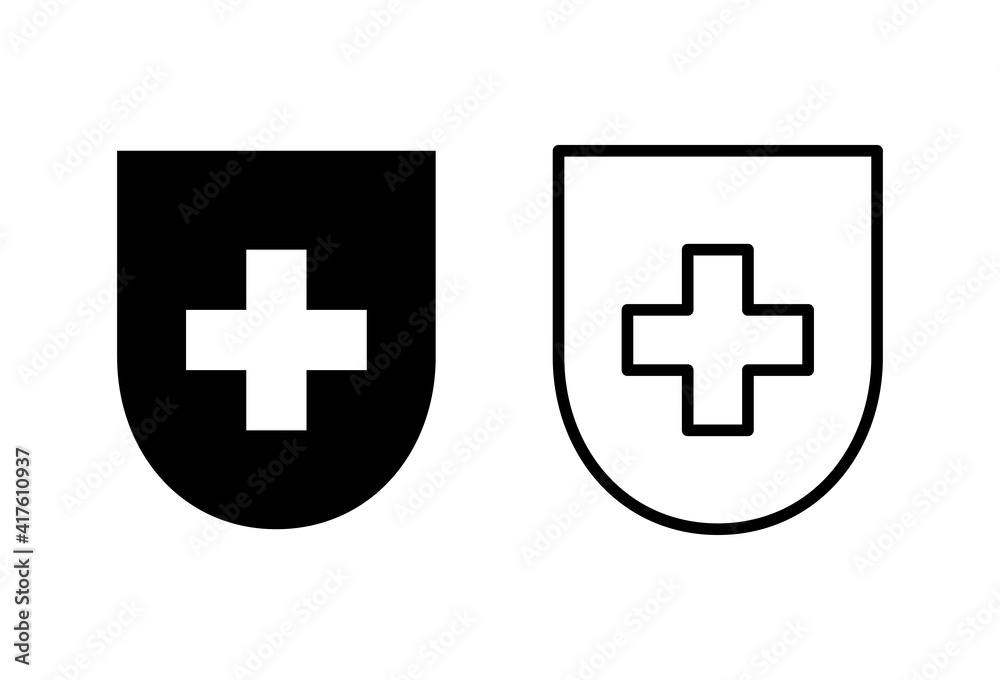 Fototapeta premium Health insurance icon set. Insurance health document icon
