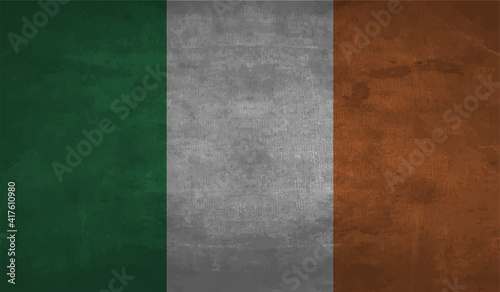 Grunge Ireland flag. Ireland flag with waving grunge texture.