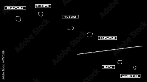 Austral Islands map of French Polynesia outline animation photo