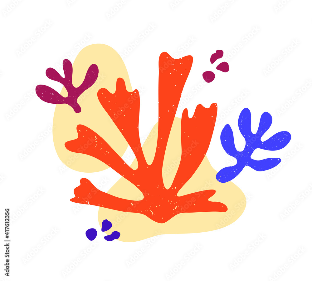 Fototapeta premium Vector contemporary composition with aesthetic hand drawn abstract leaves and fluid shape forms. Creative Matisse inspired floral illustration. Childish scandinavian background, wallpaper, print