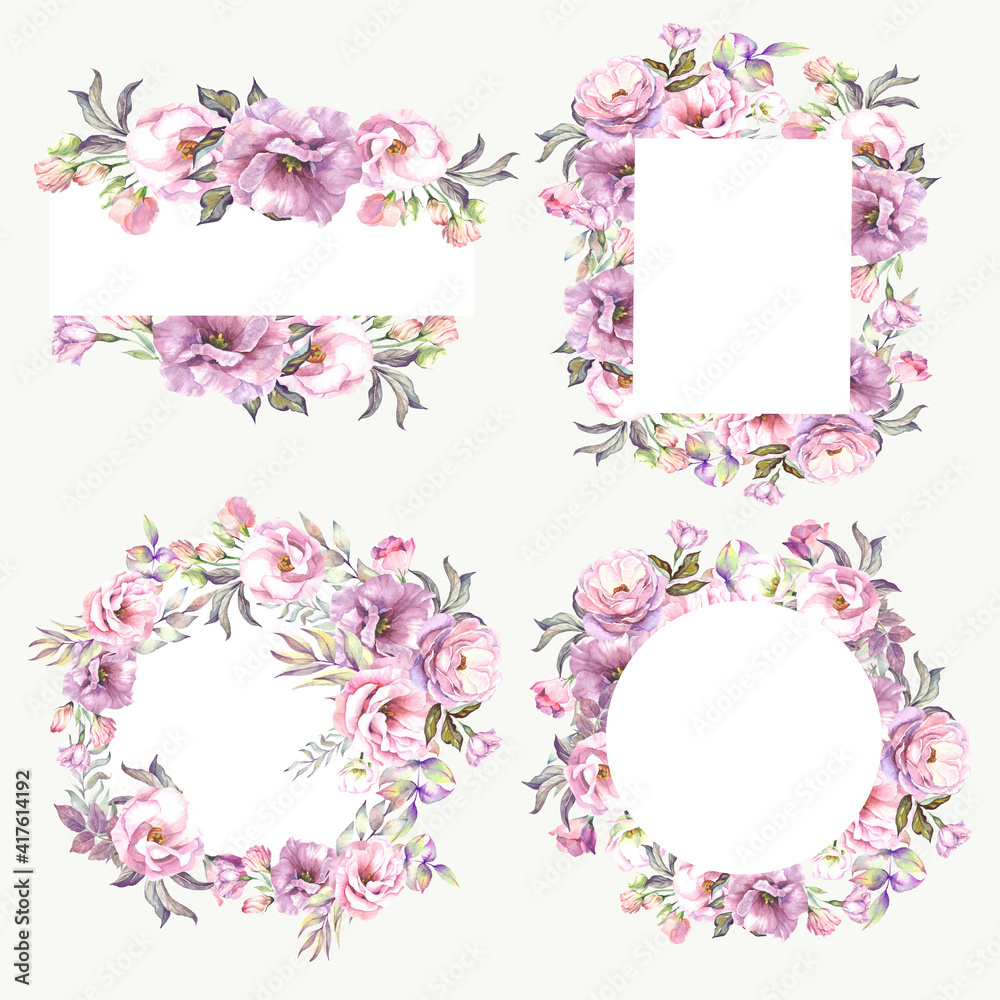 frame for your text.watercolor flowers