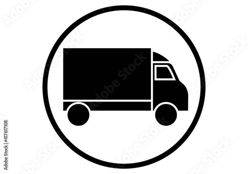 Icono de camión de transporte en blanco y negro