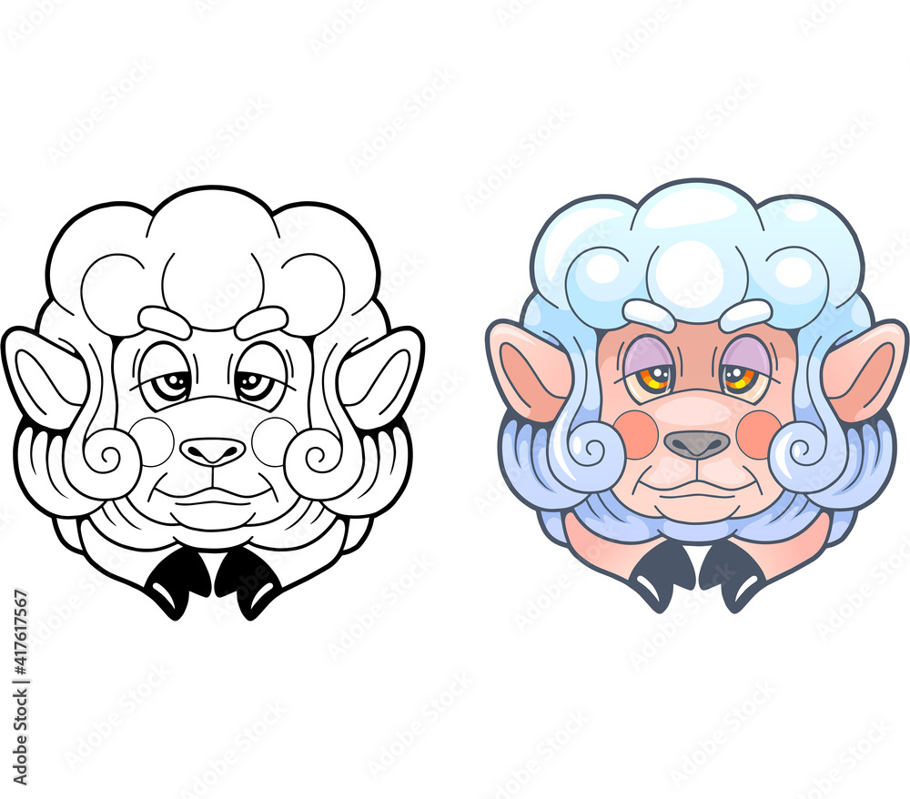 little cute sheep, coloring book, funny illustration little cute sheep, coloring book, funny illustration