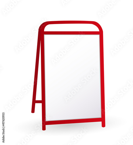 3d render of advertising construction stand on isolated clean white background. Design template blank pop up banner display template for designers. Vector illustration EPS 10 promotional presentation