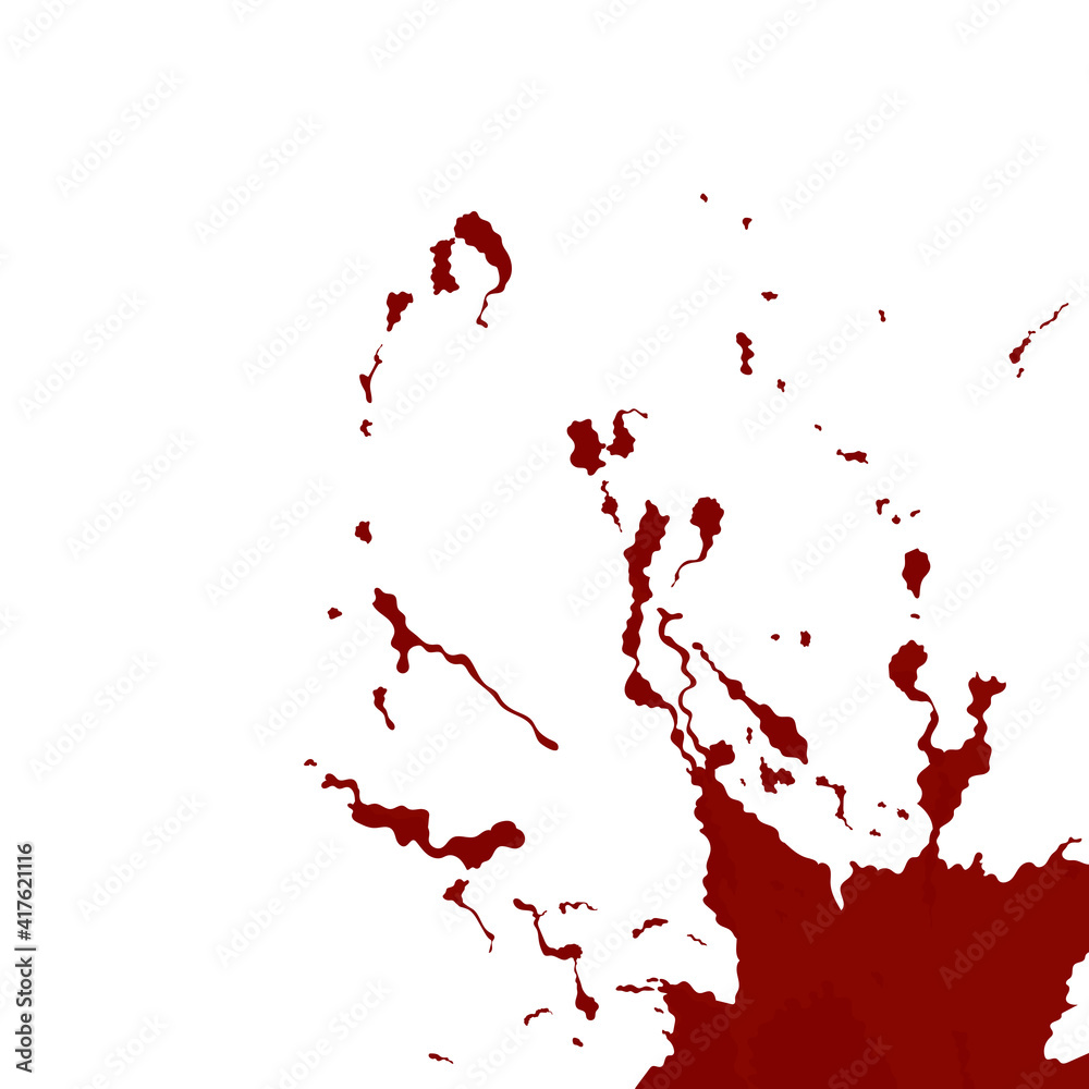 Blood or paint red splash corner design element. Grunge background. Vector illustration, isolated on white. Blood or paint red splash corner design element. Grunge background. Vector illustration, isolated on white.