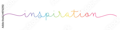 INSPIRATION rainbow vector monoline calligraphy banner with swashes isolated on white background