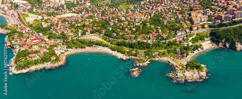 turkey, black sea coast, aerial view zonguldak province.