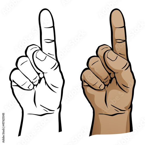 Number One Hand Finger Pointing Up Isolated Vector Illustration photo