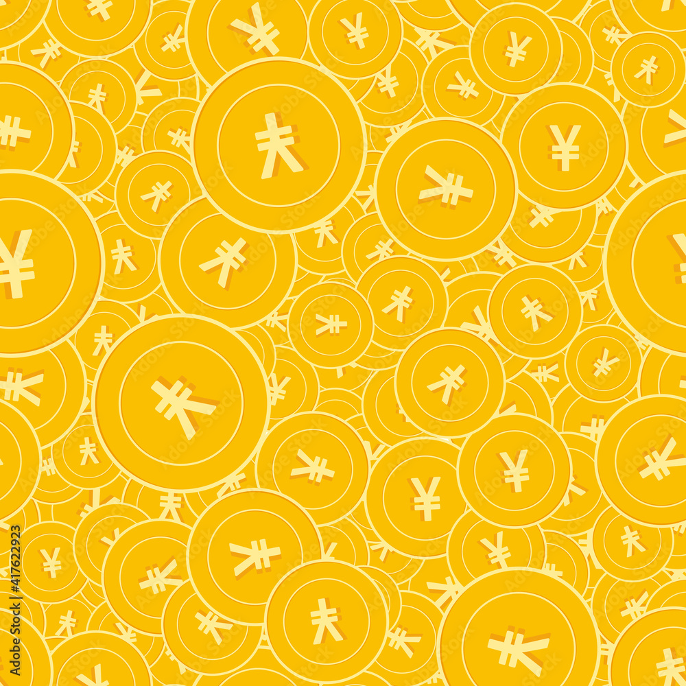 Chinese yuan coins seamless pattern. Juicy scattered CNY coins. Big win or success concept. China ra Chinese yuan coins seamless pattern. Juicy scattered CNY coins. Big win or success concept. China ra