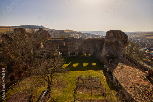 Slimnic Fortress (Stolzenburg): fortified enclosure, with towers, chapel, tower, bastion, was built in the fourteenth century, located on a Burgbasch hill on a Sibiu-Mediaș road in Transylvania photo