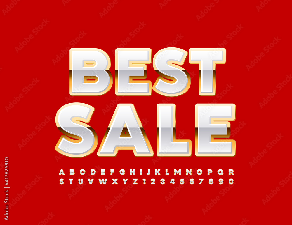 Vector promo coupon Best Sale. Premium style Font. Elite shiny Alphabet Letters and Numbers set Vector promo coupon Best Sale. Premium style Font. Elite shiny Alphabet Letters and Numbers set