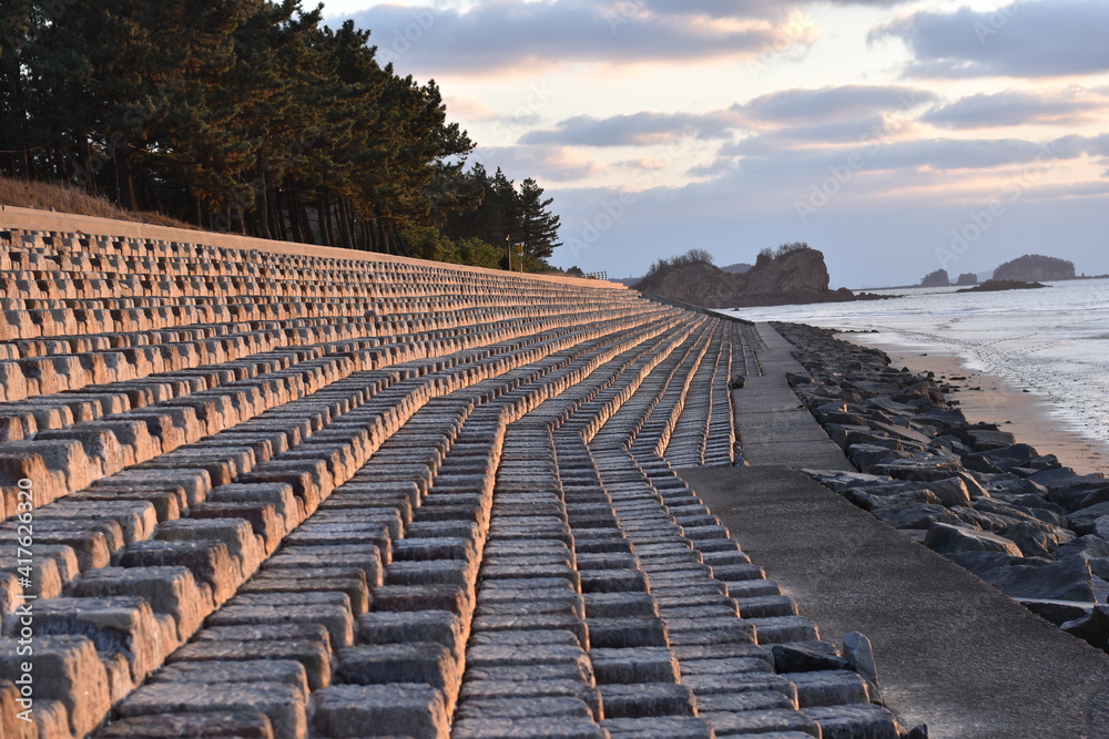 Fototapeta premium Stairs in the sunset