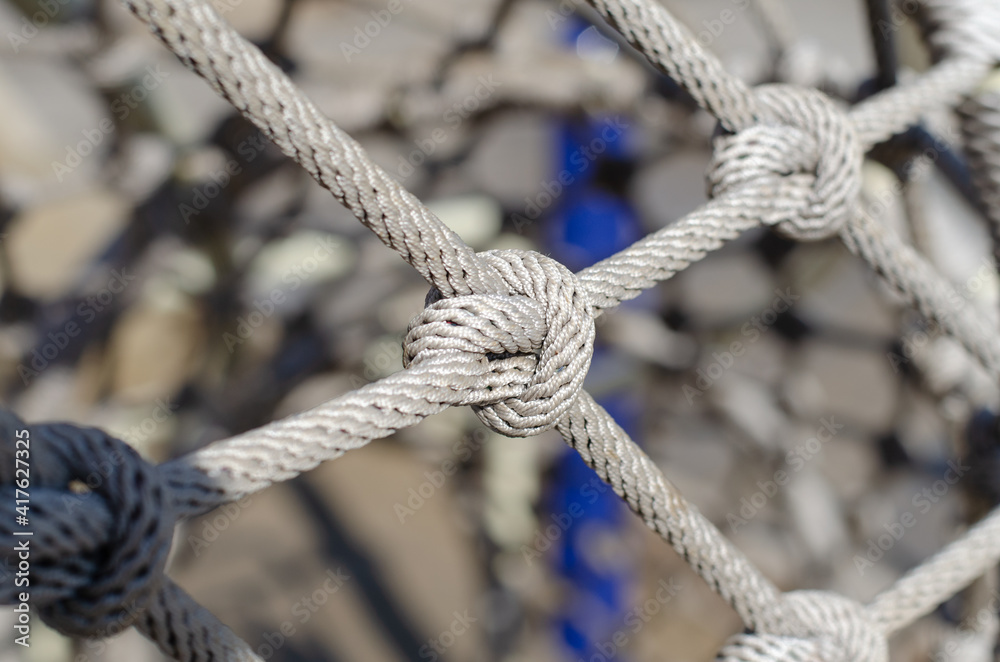 Knot. Rope fencing. Rope mesh.