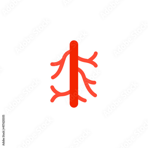 Human artery coloured icon. Flat style can be used for web, mobile, ui. Blood, vessel, artery, vascular, vein, cardiovascular, heart concept. Vector illustration isolated on white background. EPS 10.