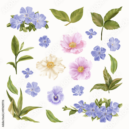 Religious Easter Clipart With Spring Blue Flowers 