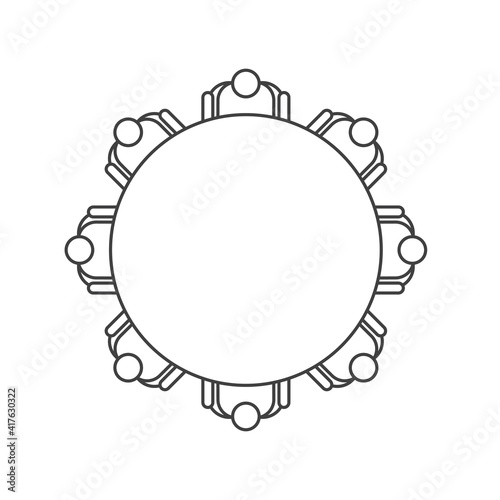 people sitting around the round table- vector illustration - vector illustration