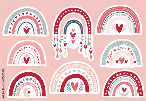 Card Valentine's day in boho style. Bohemian romantic concept