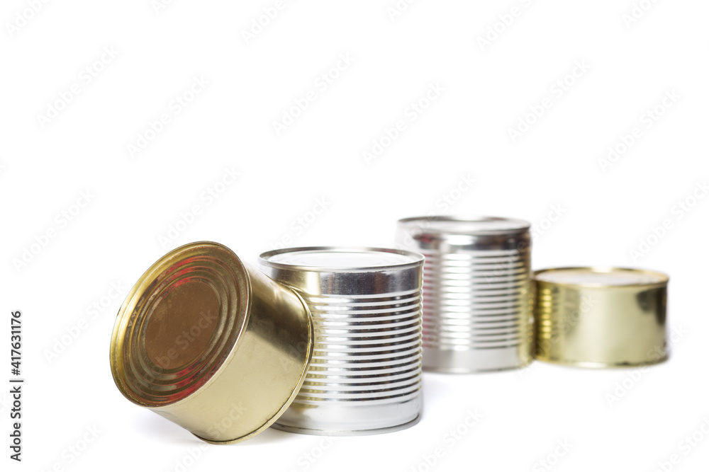 Metal cans on white background. metal household waste. Metal cans on white background. metal household waste.
