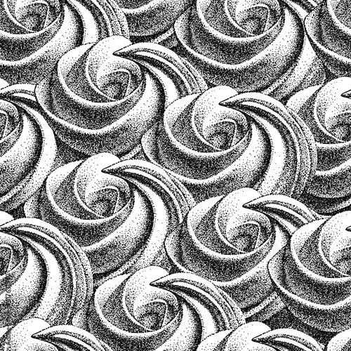 seamless pattern with black and white airy french meringues, marshmallow, zefir. Vector in graphic vintage retro style. sweetness, sweet cake, dessert
