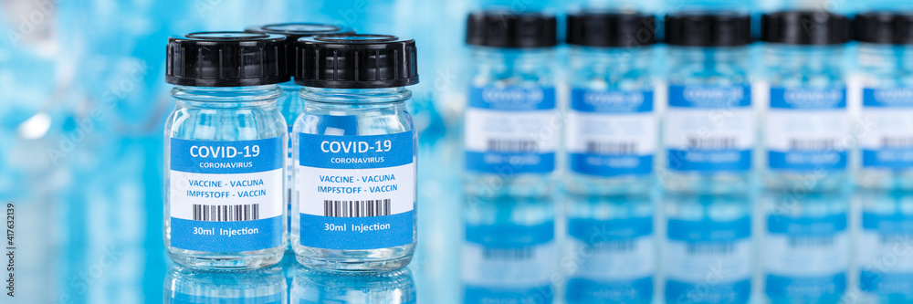 Coronavirus Vaccine bottle Corona Virus COVID-19 Covid vaccines banner copyspace copy space