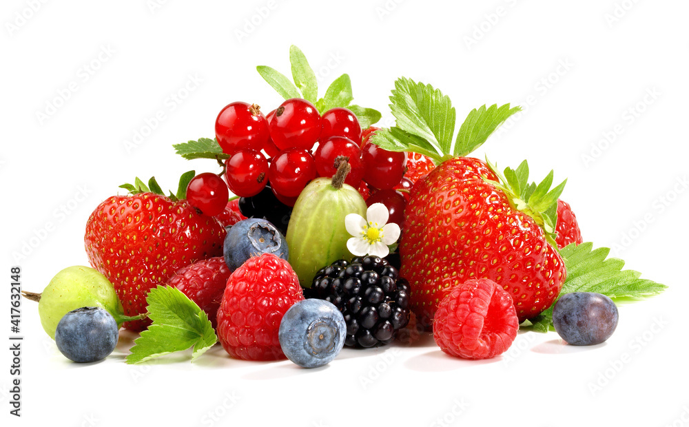Mixed Berries on white Background Isolated Mixed Berries on white Background Isolated