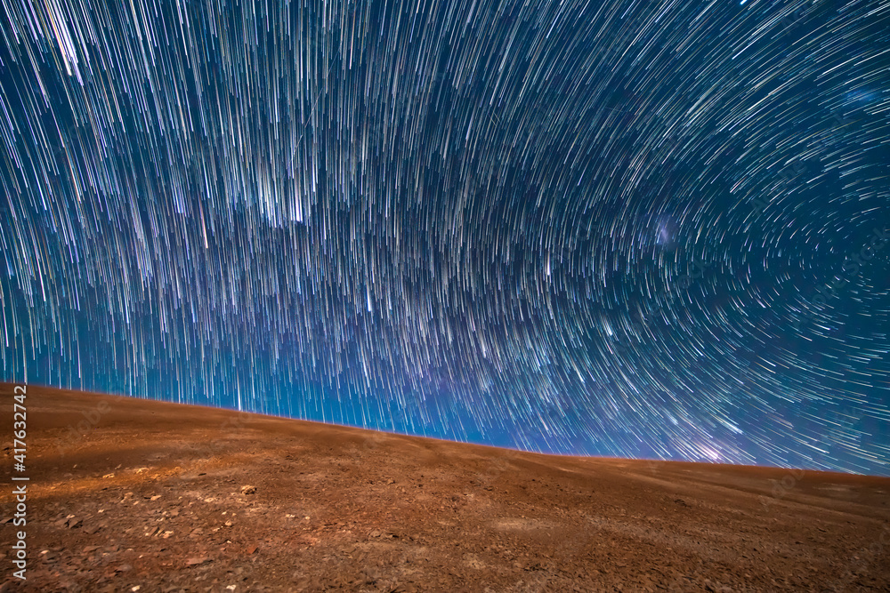 An amazing view of the Milky Way rising in Atacama Desert night sky while  the Moon