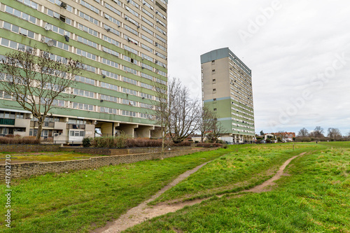 Obraz na płótnie The Fred Wigg and John Walsh buildings in Leytonstone w salonie