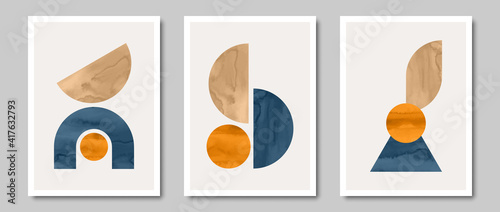 Set of trendy contemporary abstract creative minimalist  compositions for wall decoration, 