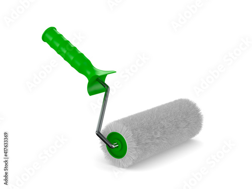 roller brush on white backg...